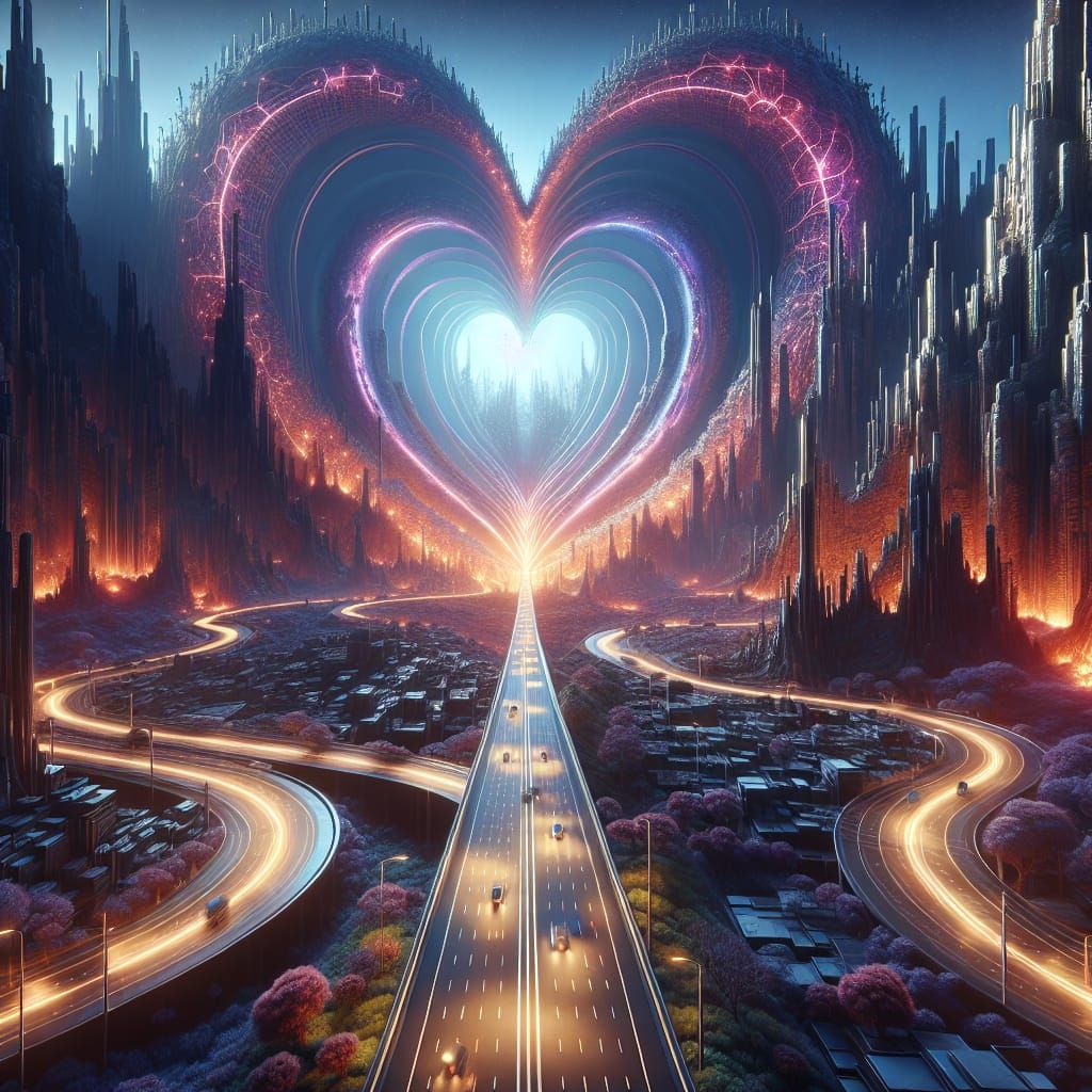 Heart-Shaped Road to Tunnel: Fantasy Concept Art