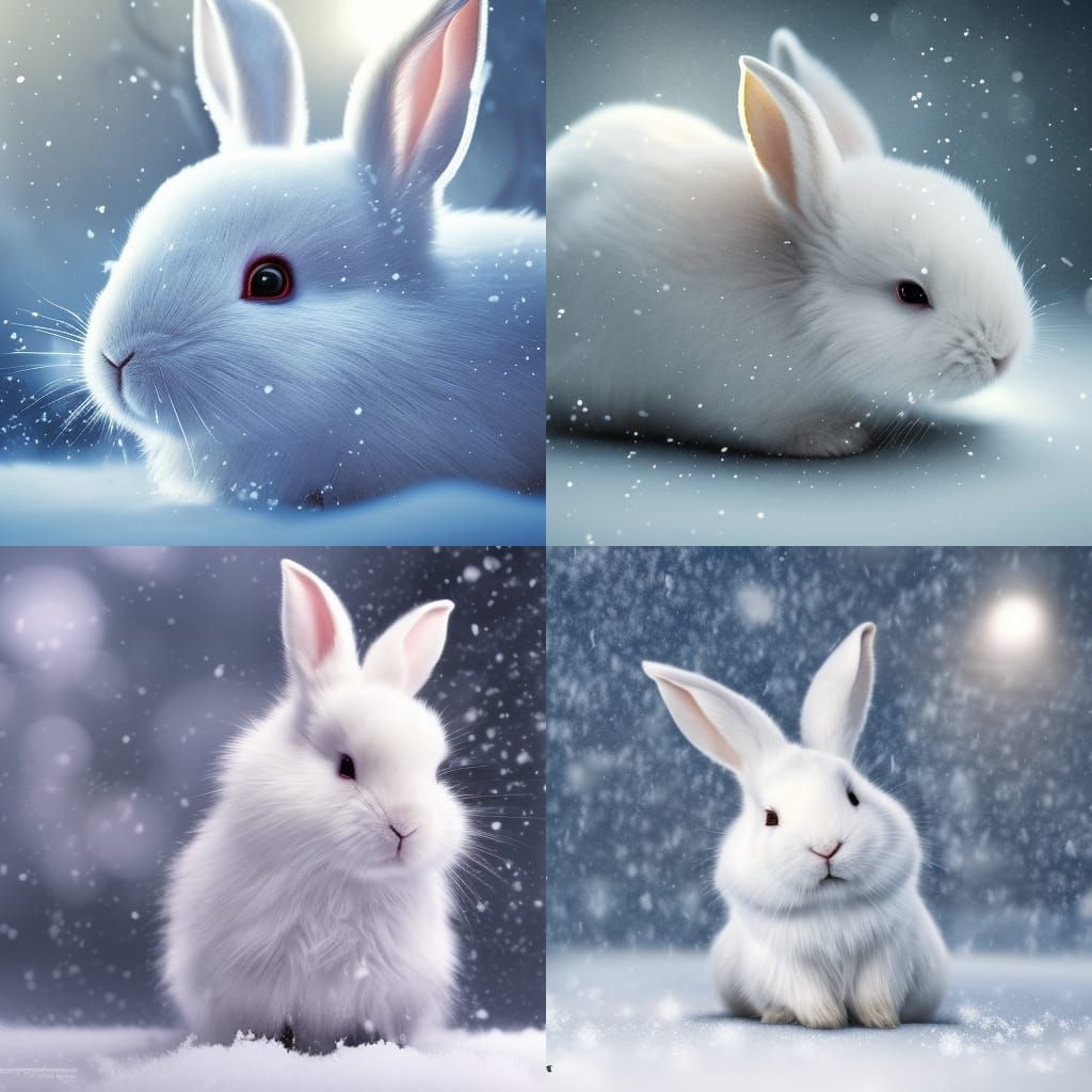 White Rabbit in Snow: Ultra Realistic Render