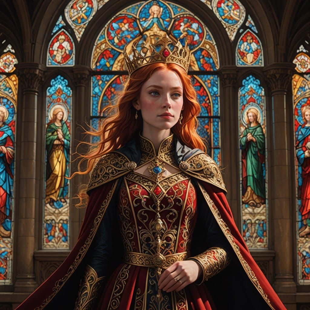 Ethereal Redhead Princess in Majestic Christian Kingdom