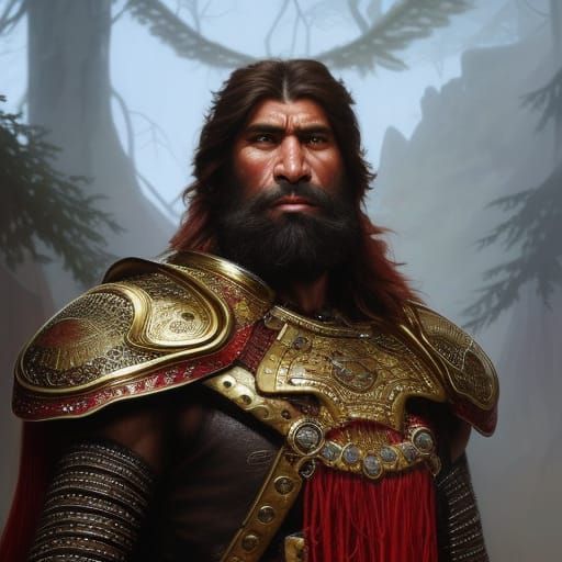 Neanderthal Warrior in Intricate Armor, Hyperdetailed Art