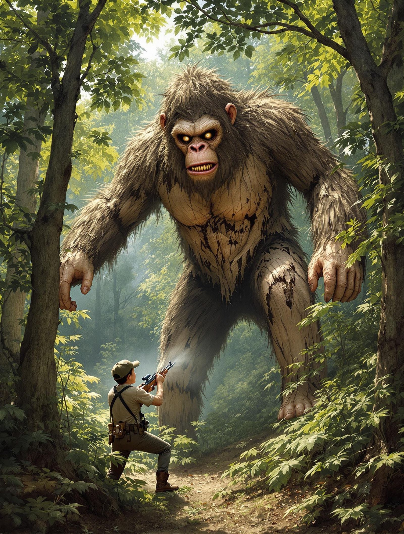 Young Hunter Confronts Primordial Terrors in the Wilderness