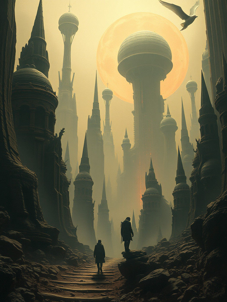 Surreal Landscape in Futuristic Style