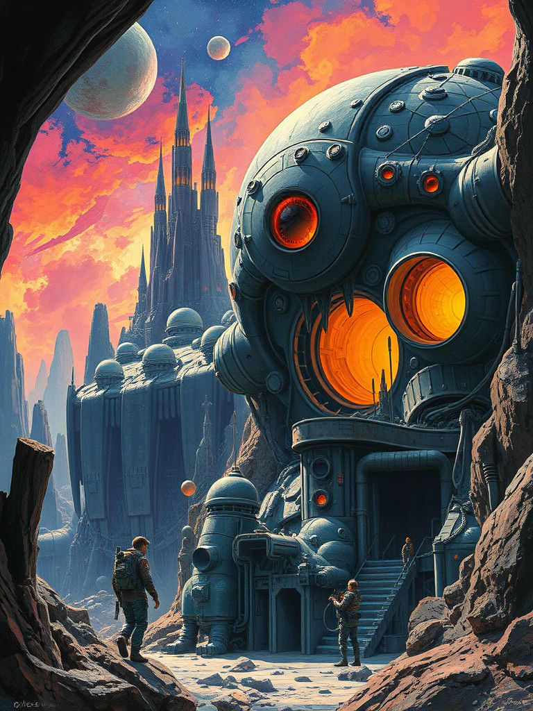 Surreal Sci-Fi Dreamscape in Pulp Art Style