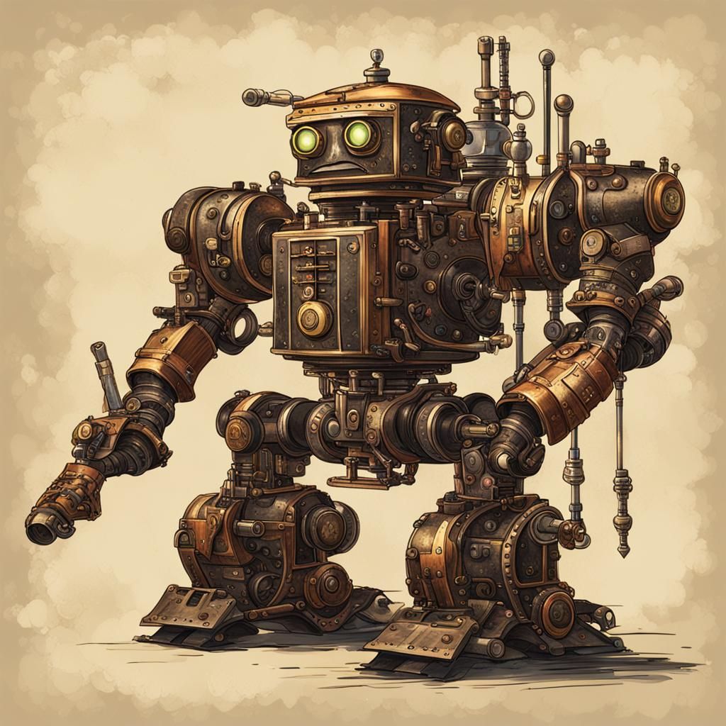 Robots Duel in Samurai Style with Steampunk Engine