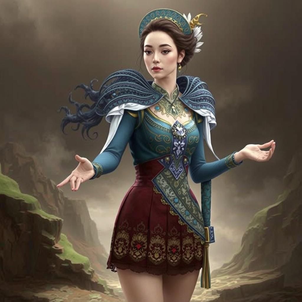 Fractal Celtic Mosaic of Hair in Photorealistic Style