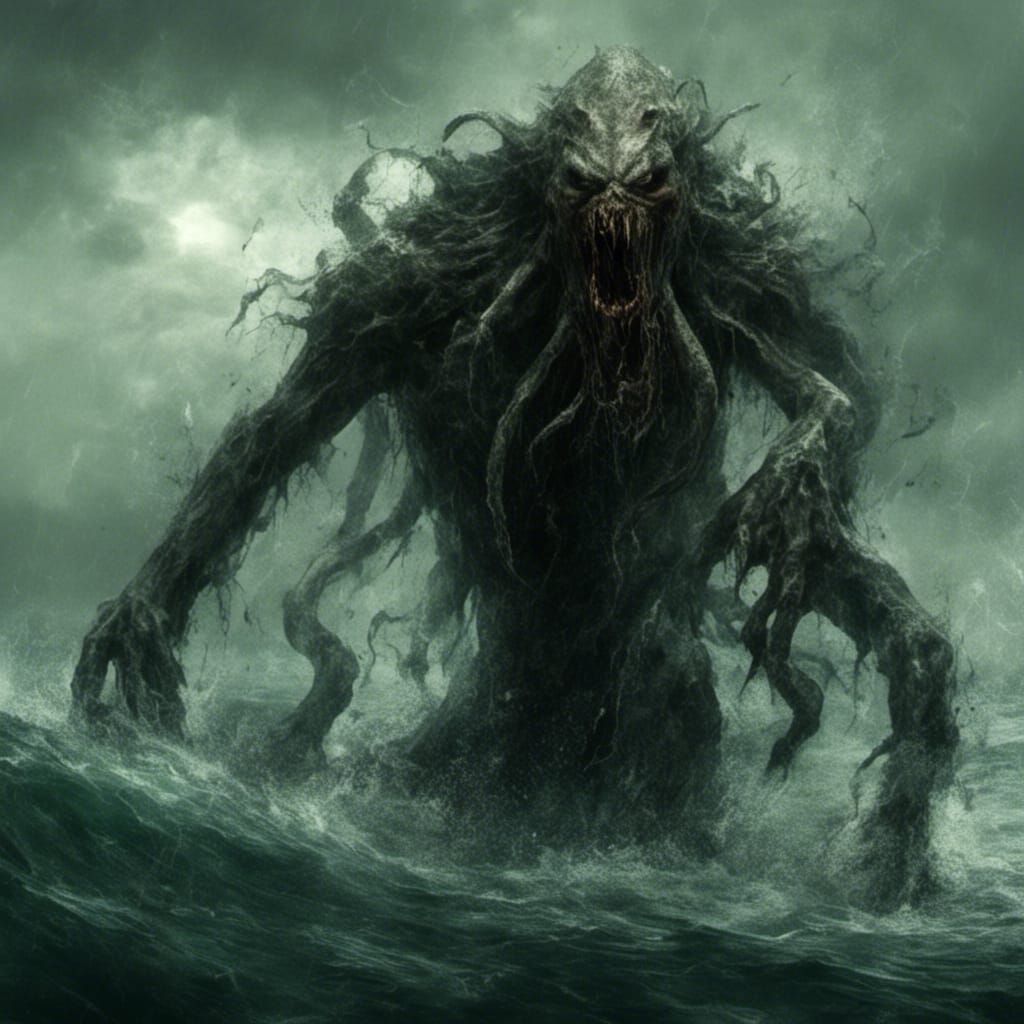 Sinister Sea Demon in Dark Light