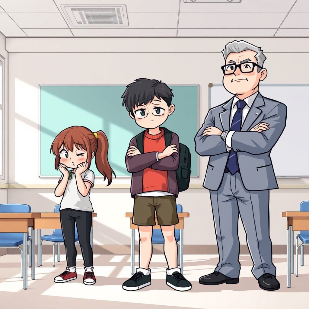 Confident Professor Confronts Two Nervous College Students i...