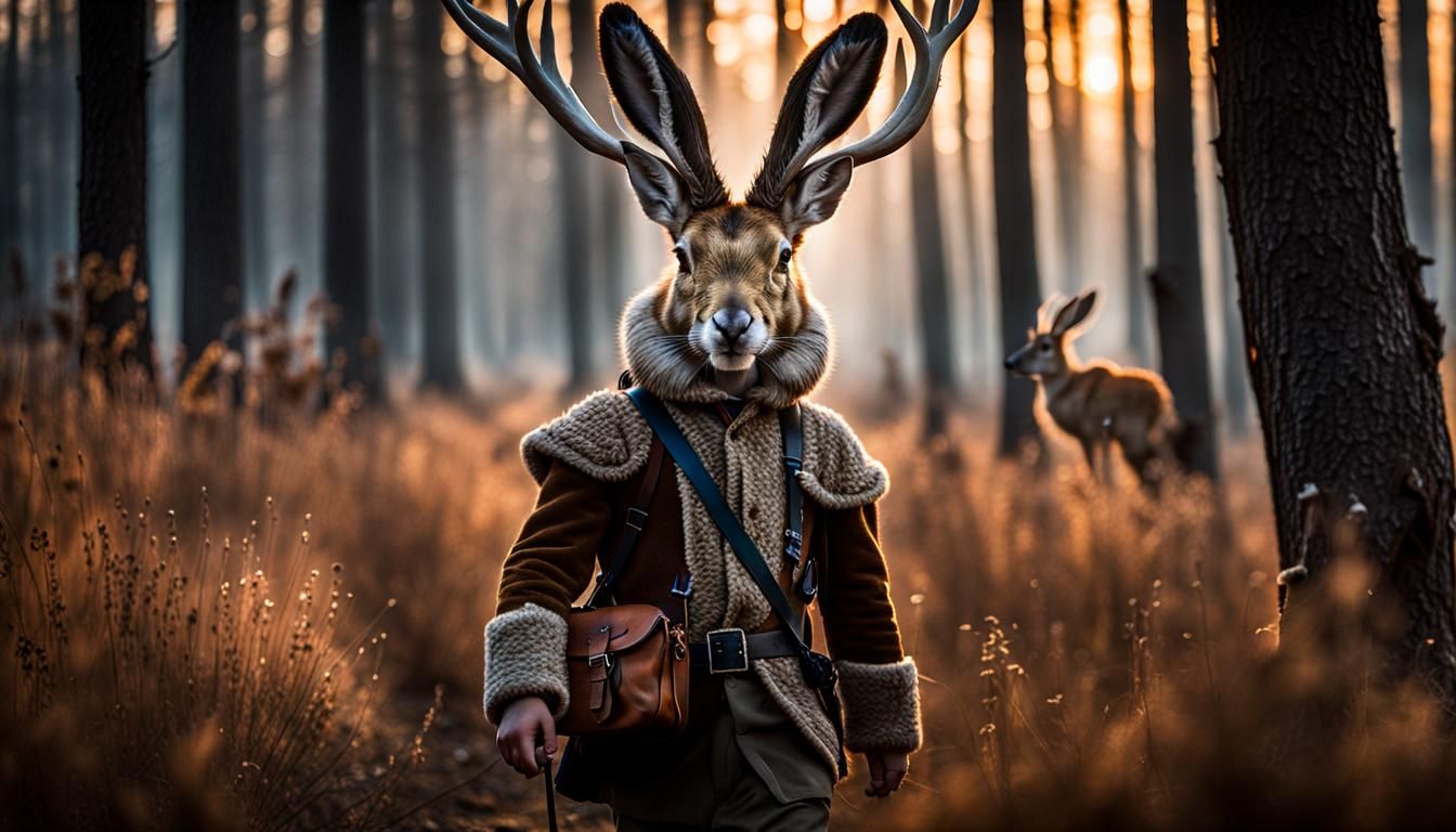 Cryptid : jackalope in the forest