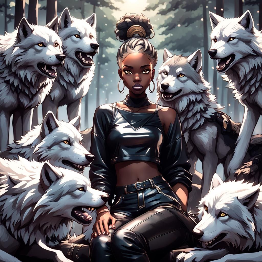 Woman Among Wolves: Detailed 3D Anime Art