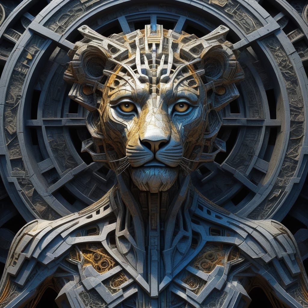 Surreal Biomechanical Goddess in Gritty Futuristic Landscape