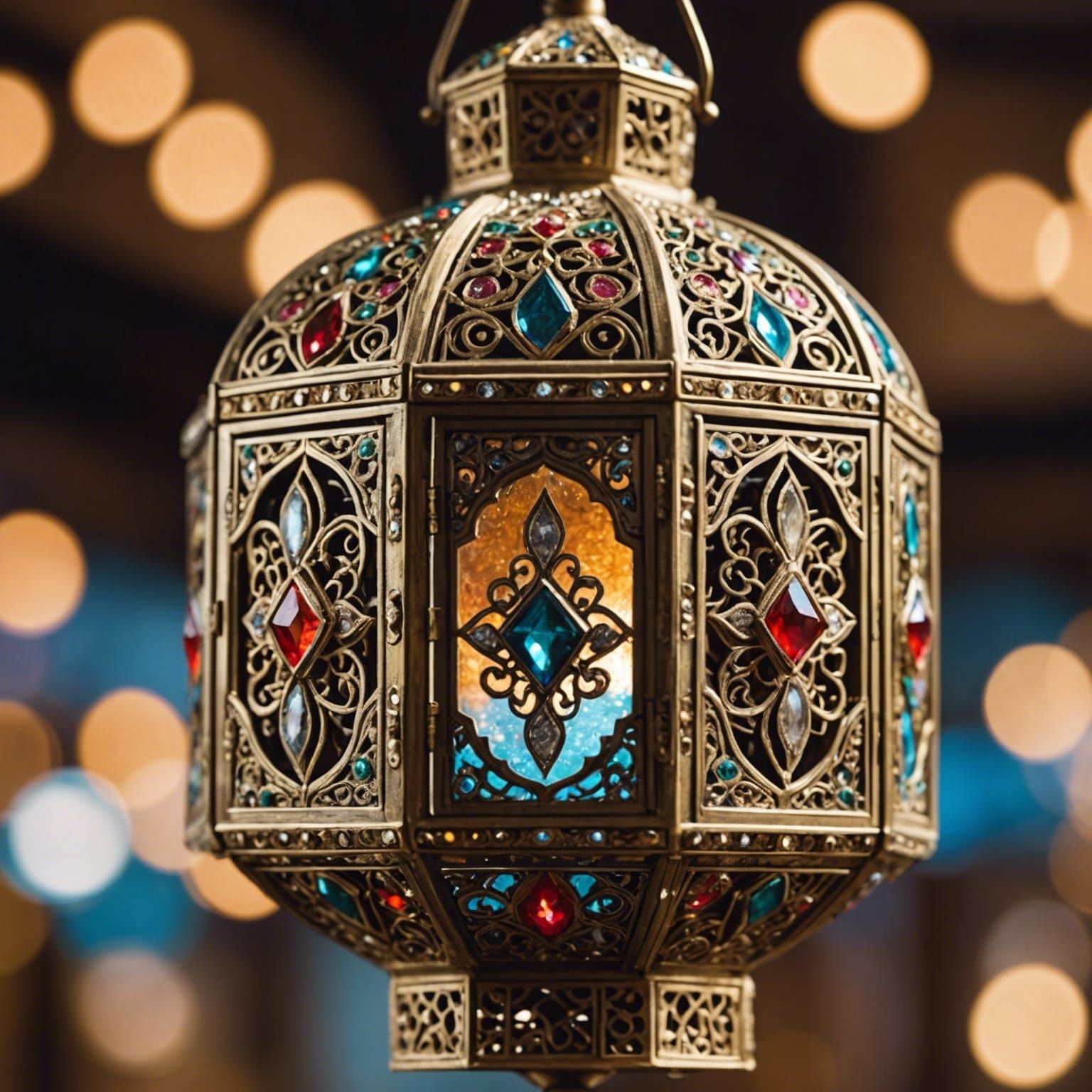 Ornate Jewel-Encrusted Persian Lantern Photography