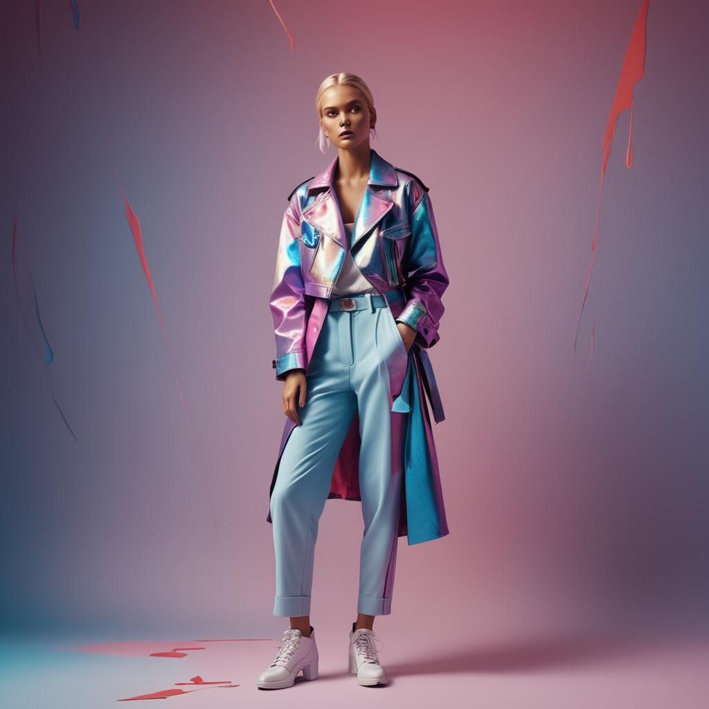 Swedish Model in Dramatic Lighting with 3D Rendered Textures