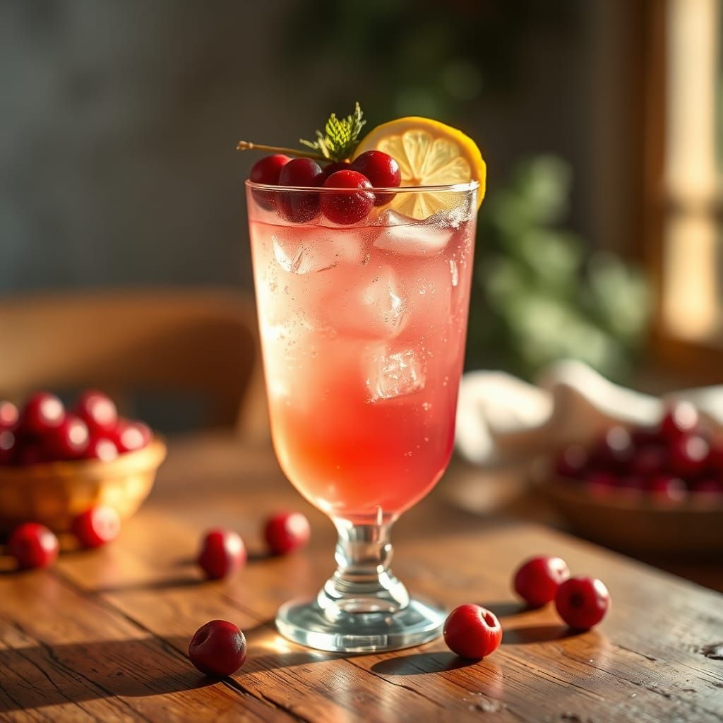 Cranberry Punch Still Life with Lemon Slice