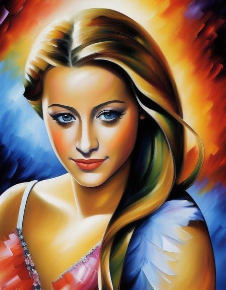 Colorful Portrait Painting of a Young Woman