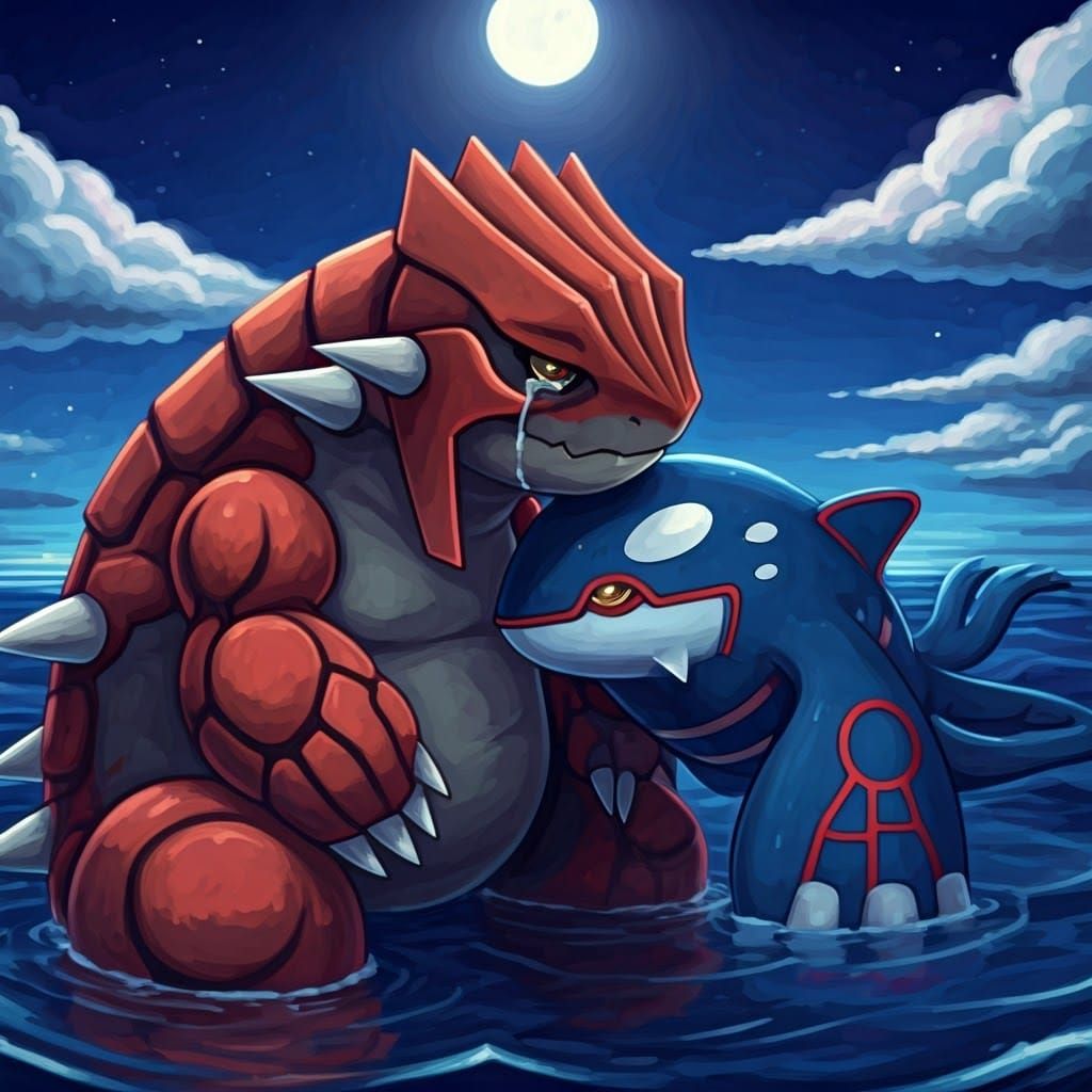 Groudon Comforted by Kyogre in Heartwarming Scene