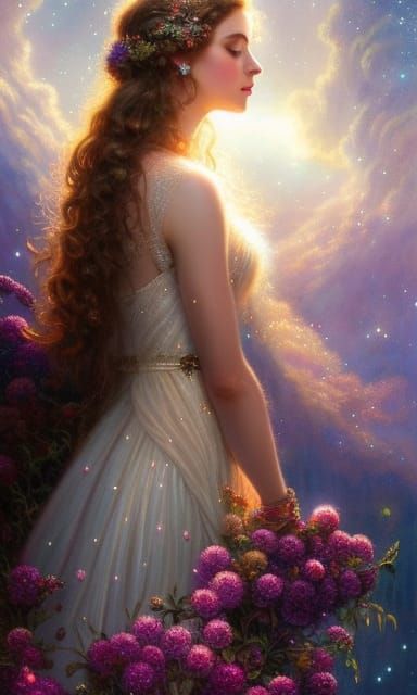 Girl Reveals a Brilliant Night Sky in a Gilded Jar