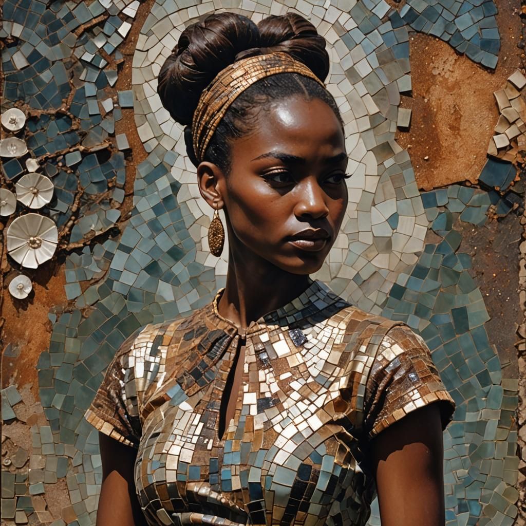 Mosaic of Woman in Charred Dress