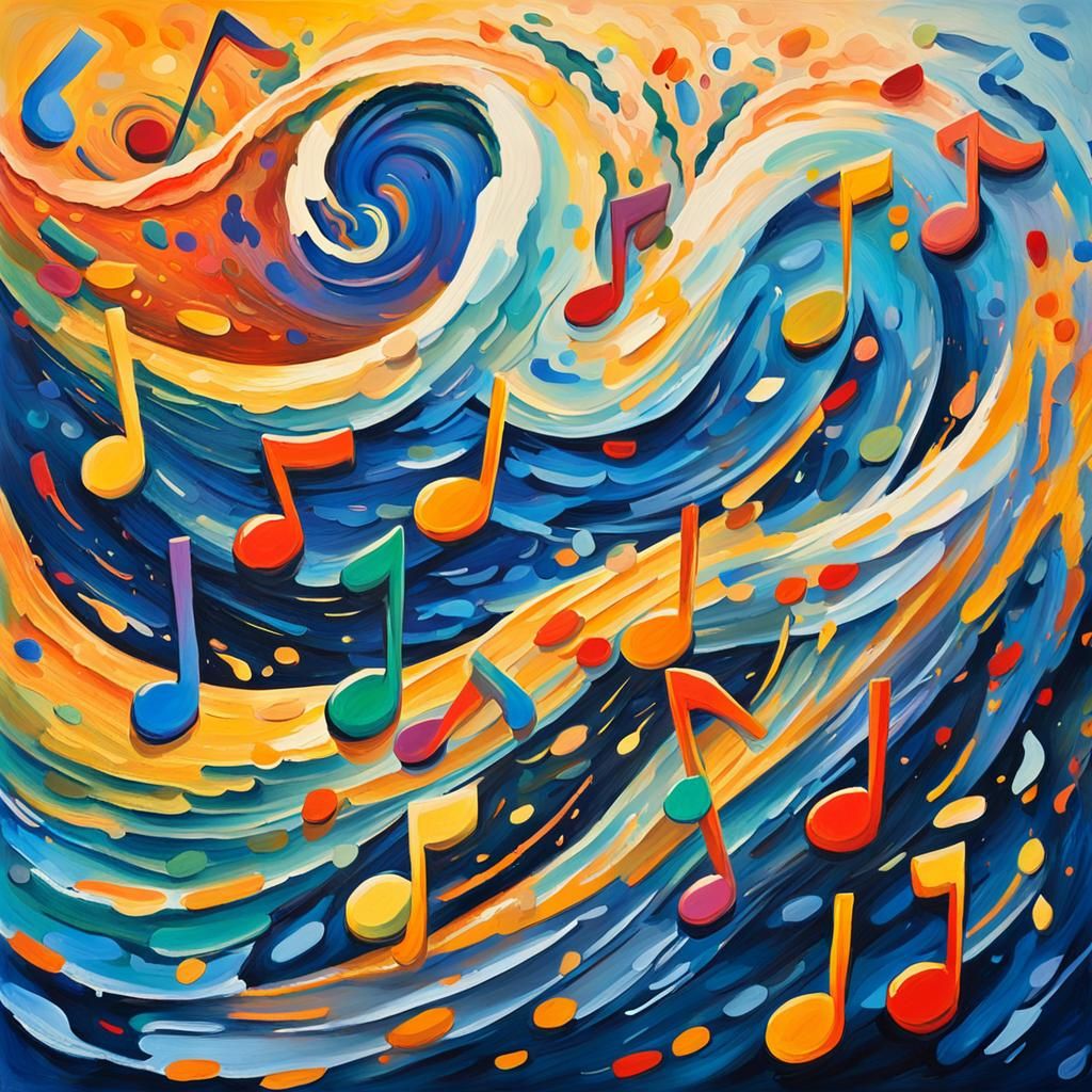 Ethereal Music Notes in Impressionist Gouache Style
