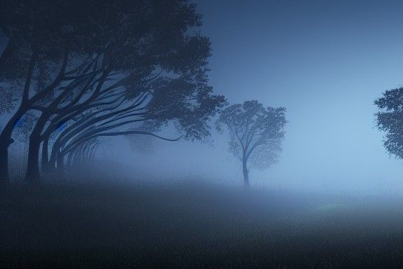 Ominous Twilight Moonscape Forest Concept Art