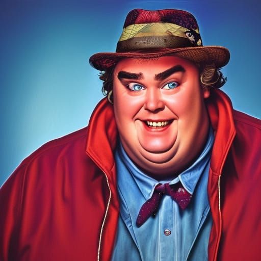 Hyperrealistic Portrait of John Candy in Splash Art Style
