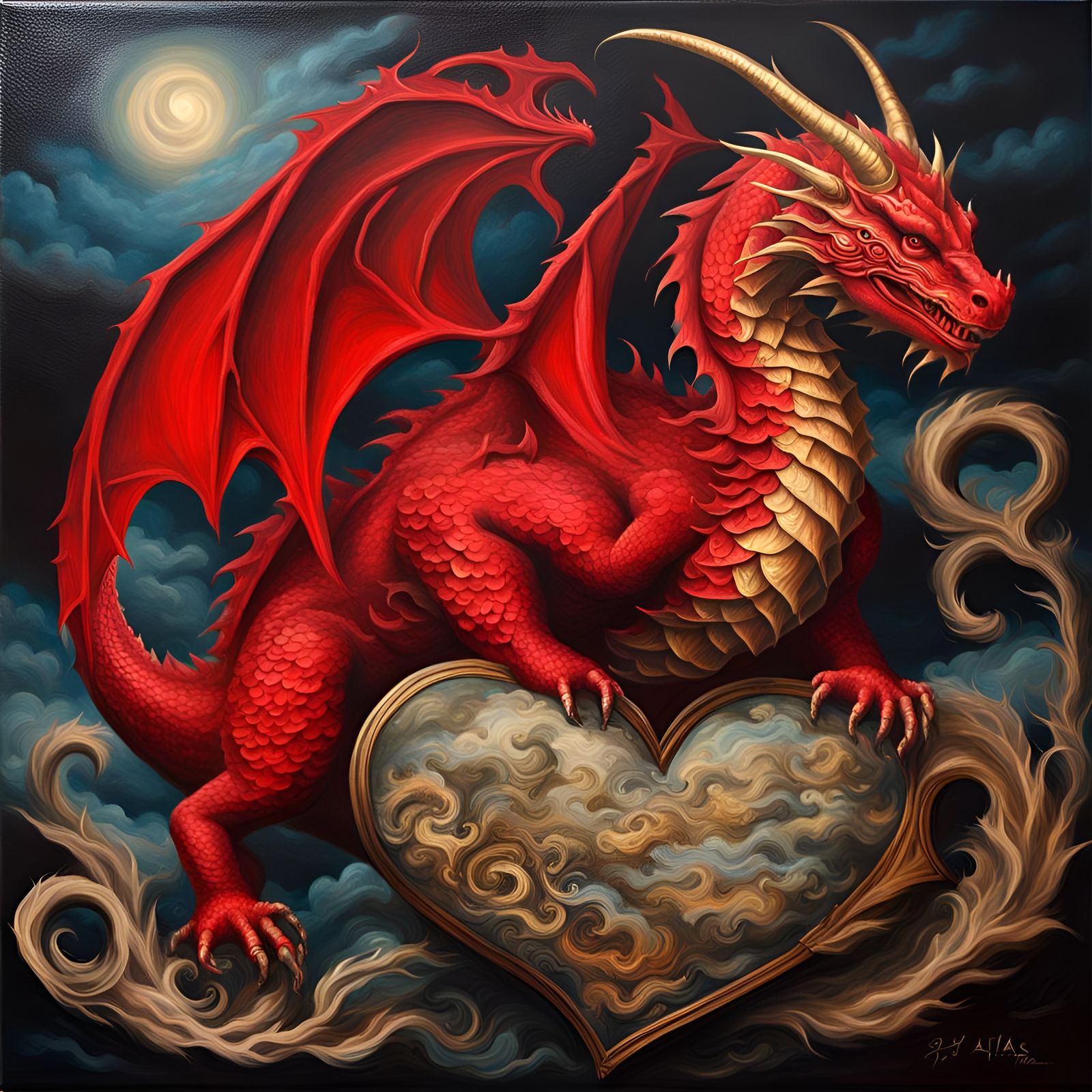 Red Heart Dragon for St. Valentine's Day