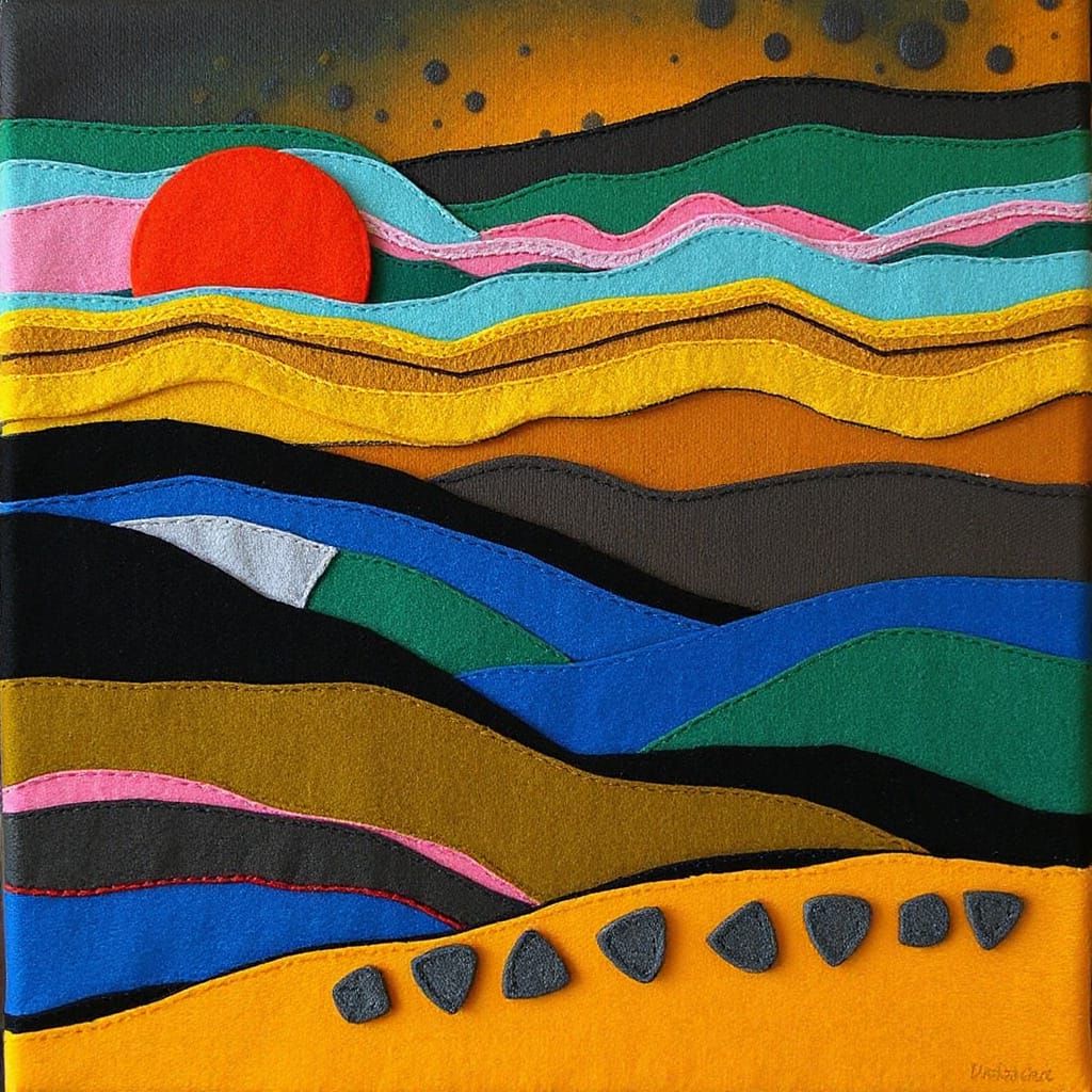 Felted Landscape with Electric Neons and Ndebele Patterns