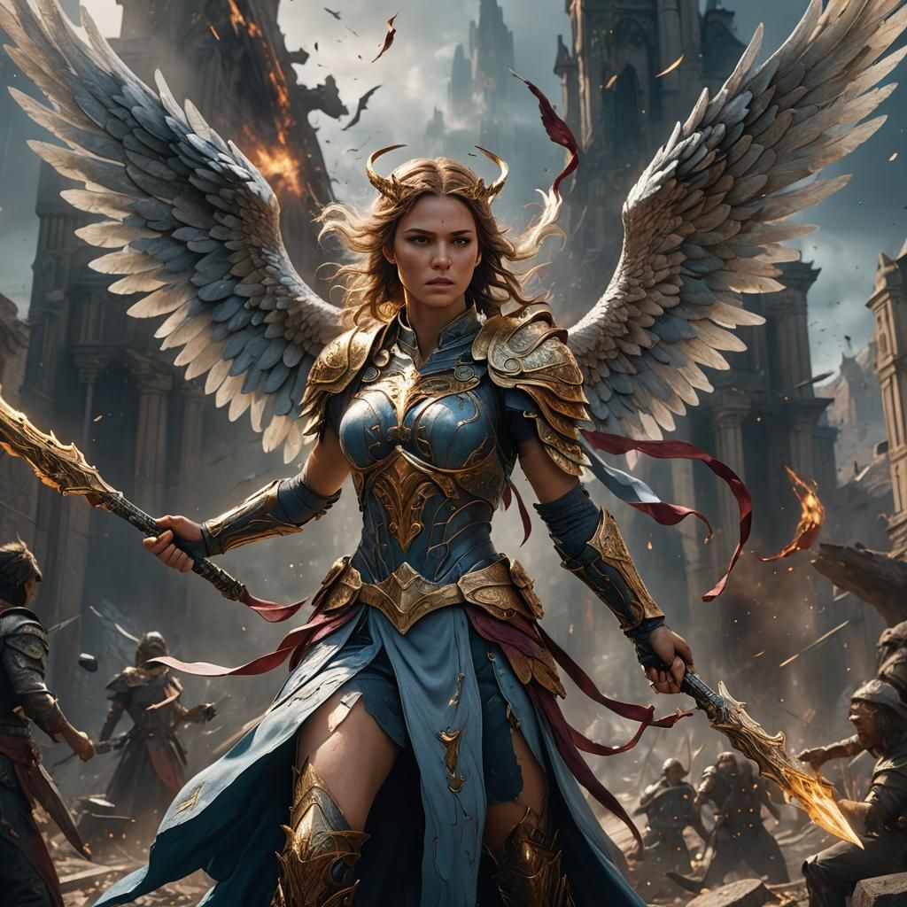 Angel Warrior in a Detailed Matte Painting