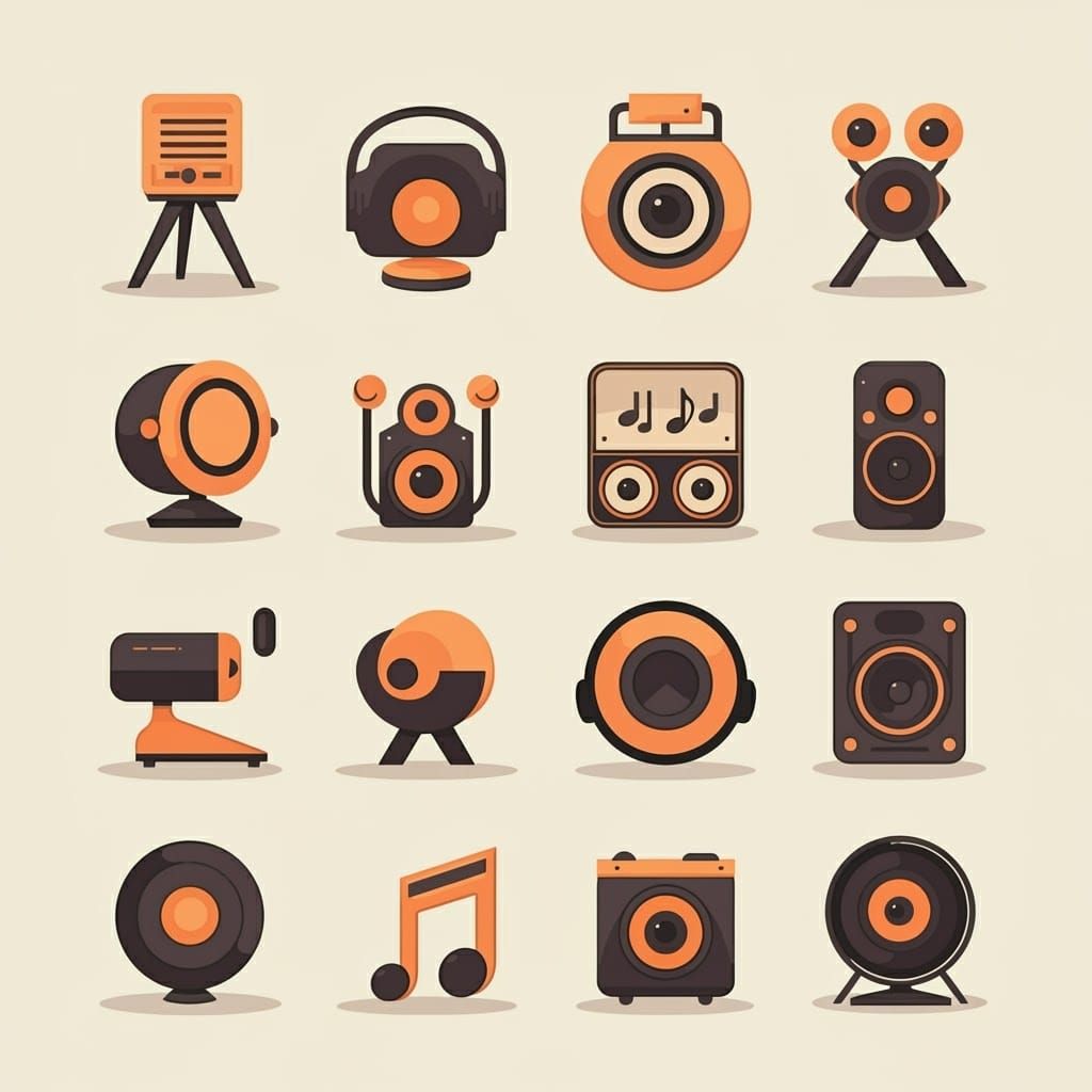 Minimalist Vector Music Symbols on Light Background