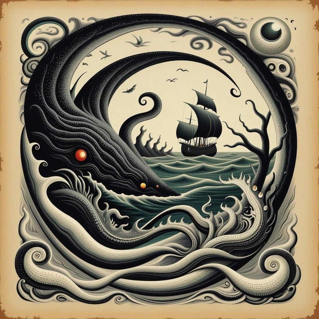 Kraken Attack on Weathered Map