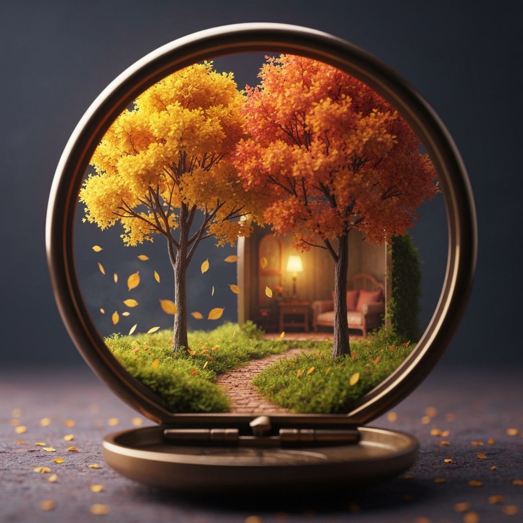 Miniature Autumn Forest Inside Antique Pocket Watch