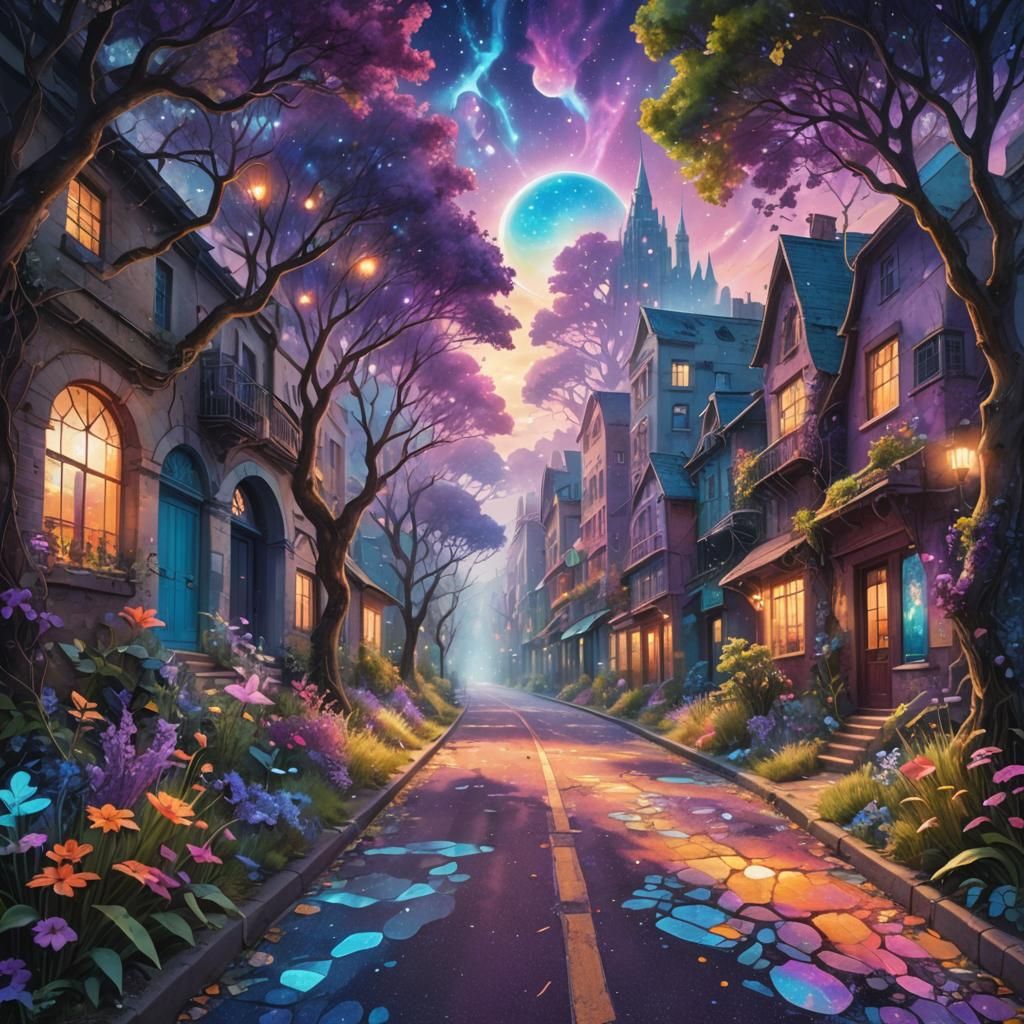 Cosmic Astral Street Reclaimed by Nature