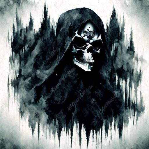 Detailed Death Skull Grim Reaper in Dark Fantasy Style
