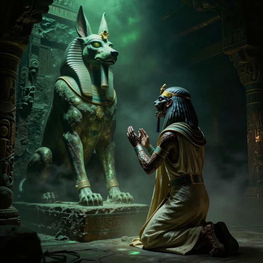Priest's Hellhound Transformation in Ancient Egyptian Tomb