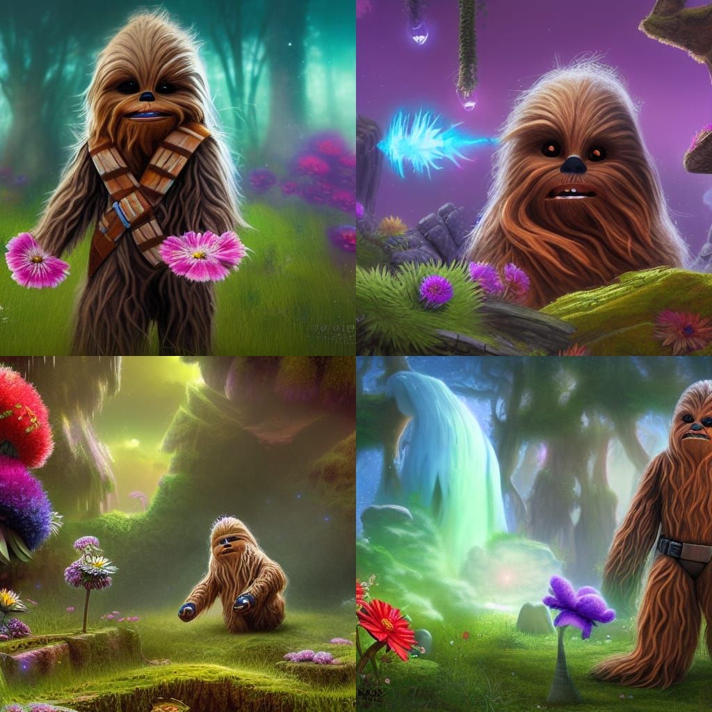 Chewbacca Gnome in Star Wars Flower Garden