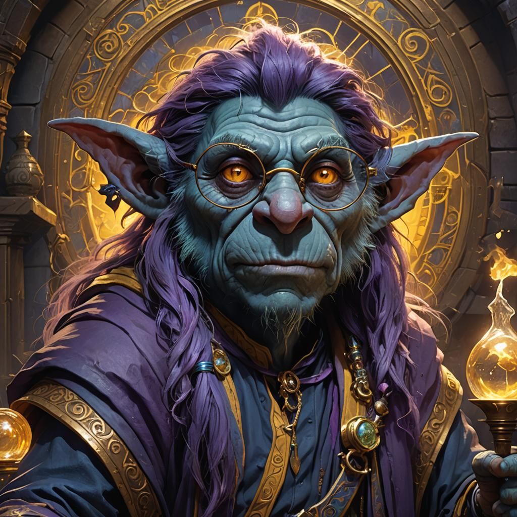 Blue Troll Wizard's Epic Adventure: Dark Fantasy Art