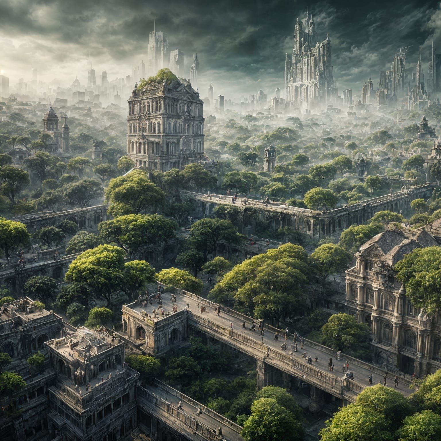 Moss-Covered City Ruins: A Digital Matte Painting