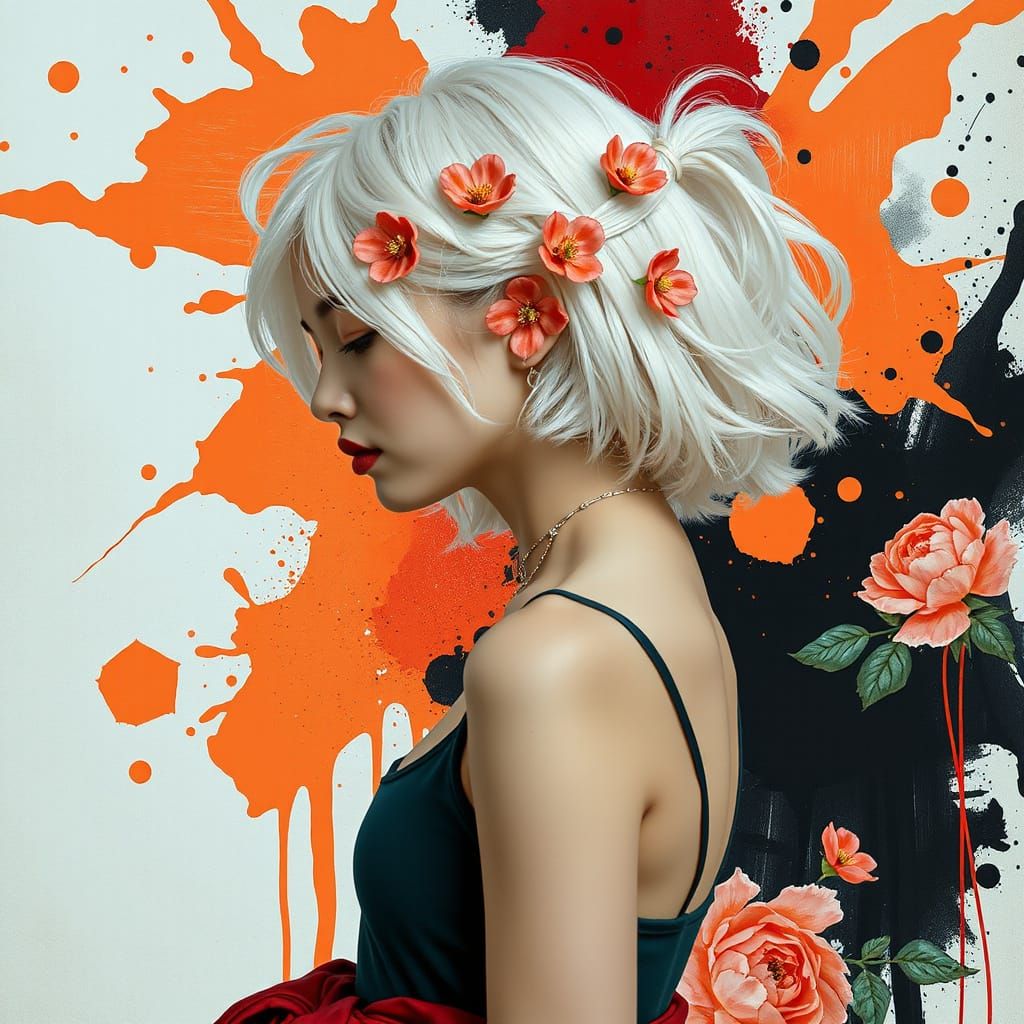 Ethereal Young Woman in Vibrant Whimsy