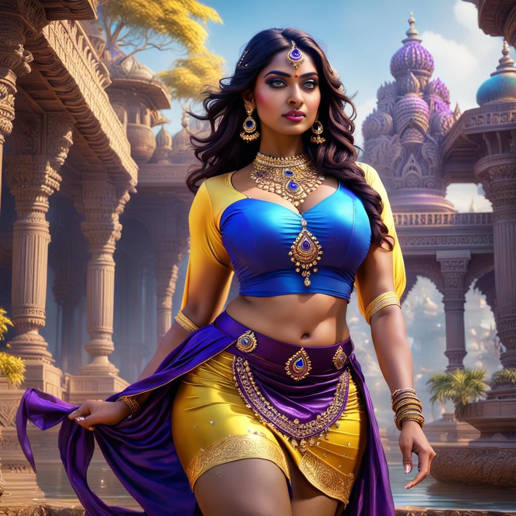 Indian Goddess in Transparent Skirt: Fantasy Art