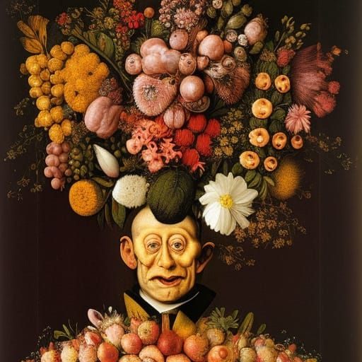Arcimboldo-Inspired Floral Face Portrait