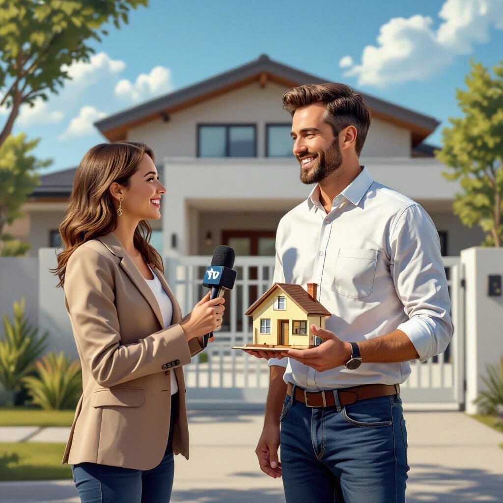 Reporter Interviews Homeowner in Professional Photography St...
