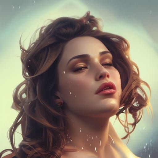 Curvy Woman Portrait in Art Nouveau Style