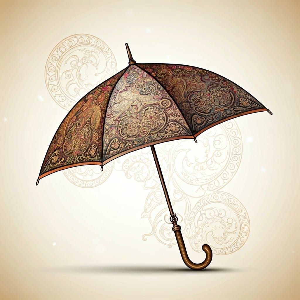 Intricately Designed Umbrella in Art Nouveau Style