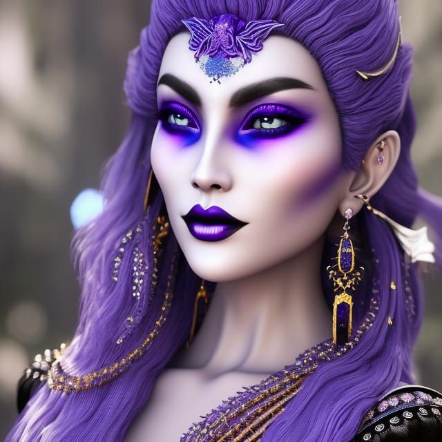 Detailed Moon Goddess in Gothic Art Style