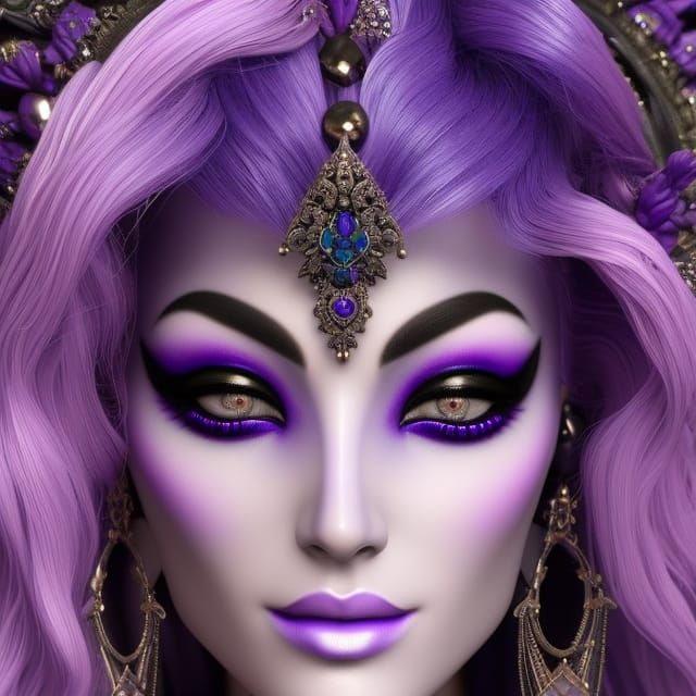 Detailed Moon Goddess in Gothic Art Style