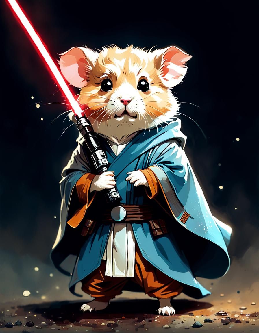 Hamster as Luke Skywalker: Digital Art