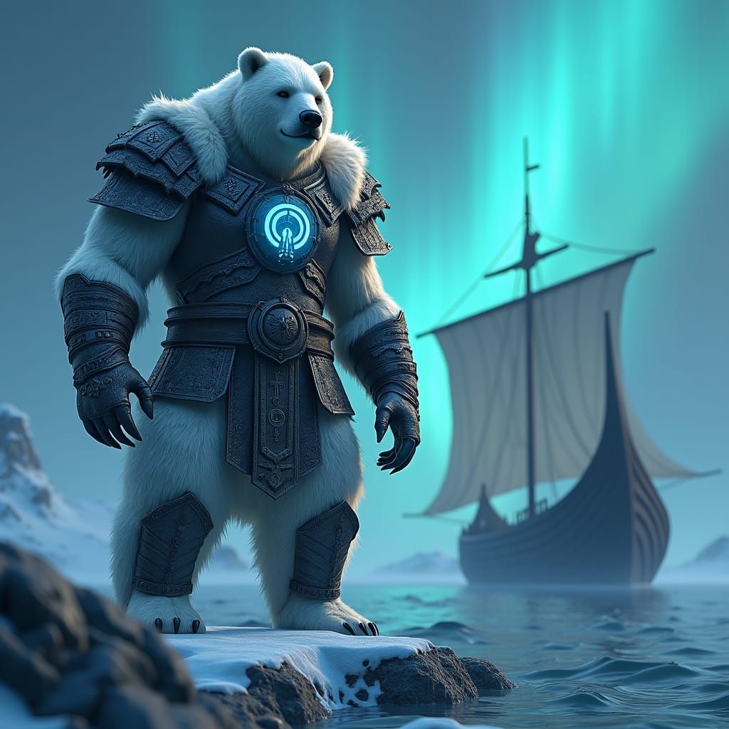 Polar Bear Viking Warrior in Nordic Armor