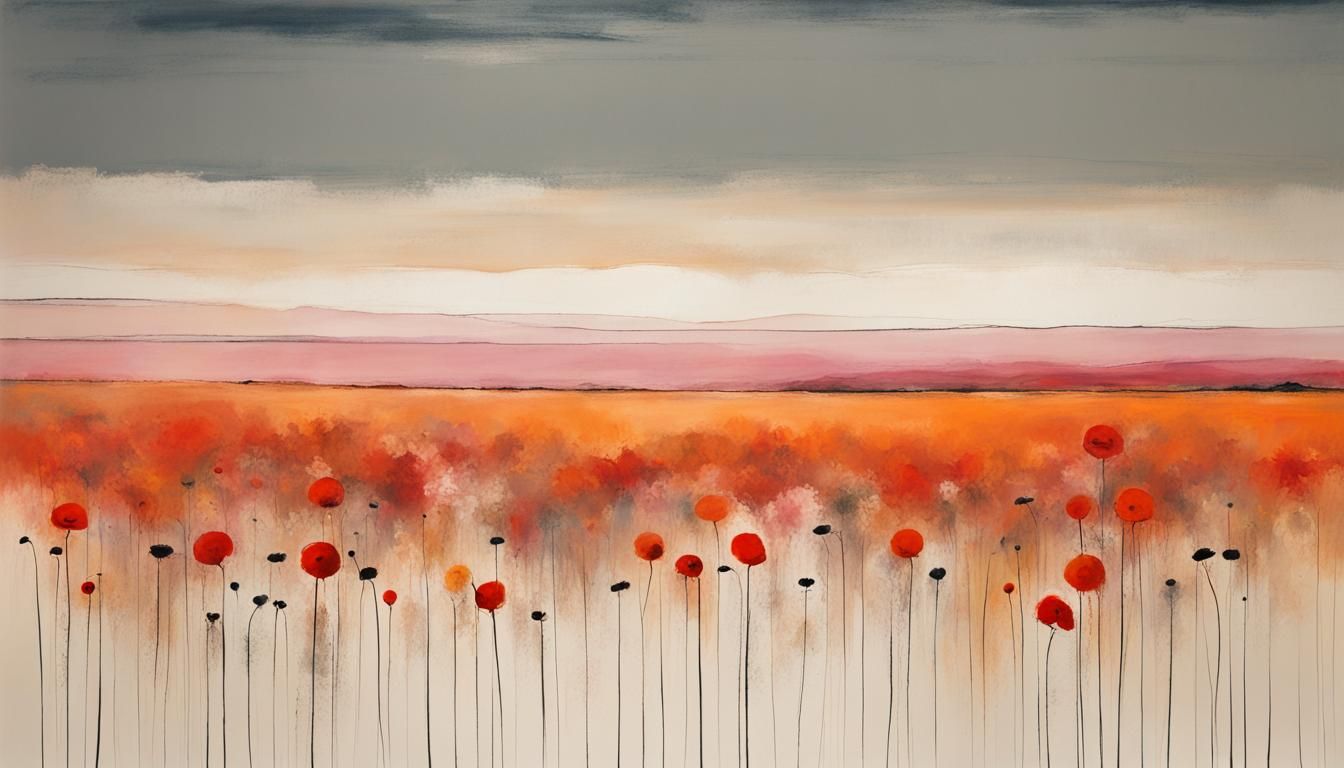 Minimalist Floral Landscape in Abstract Style