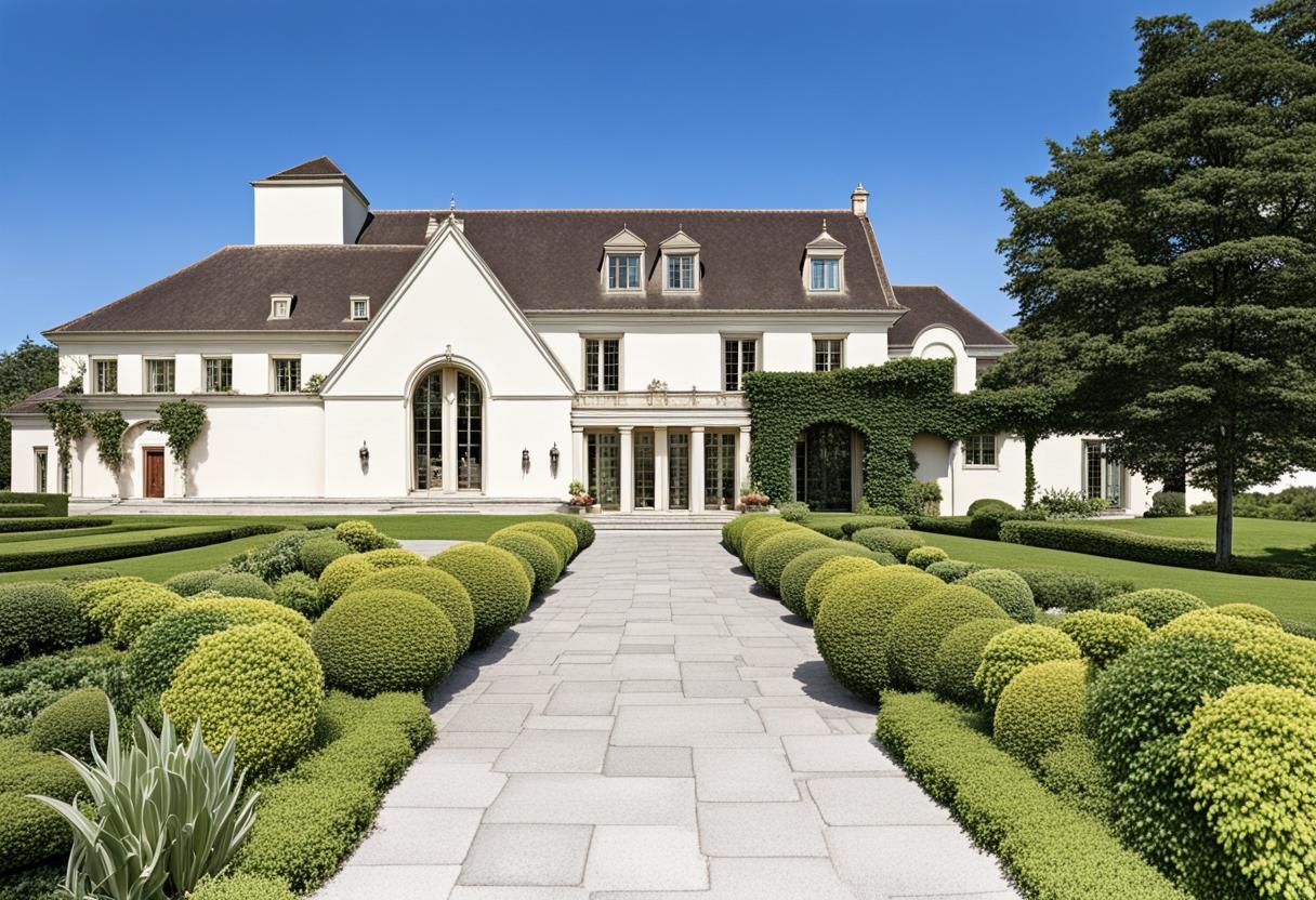 High-Ceilinged Room with French Doors to Terrace