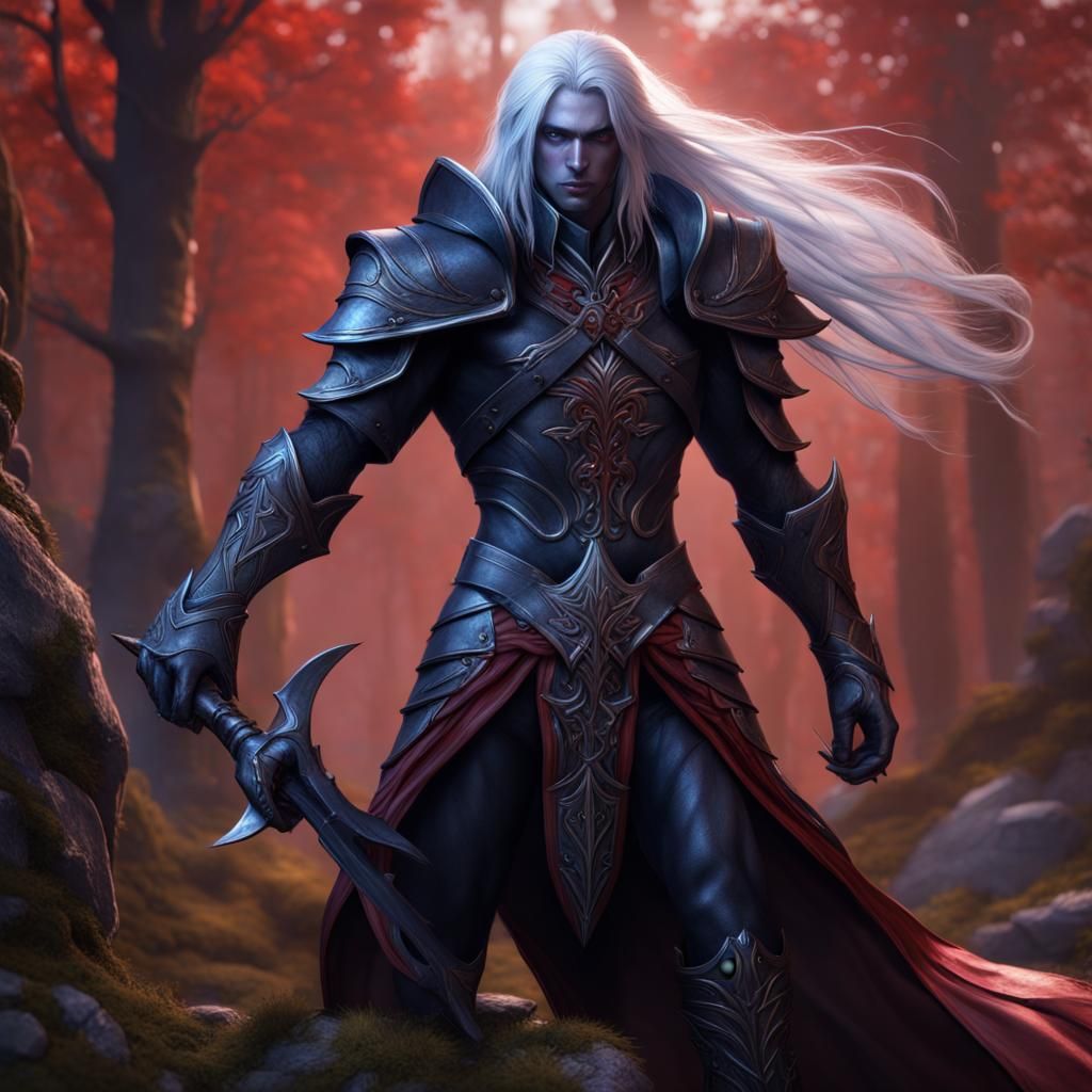 Detailed Drow Rogue in Leather Armor, Fantasy Art
