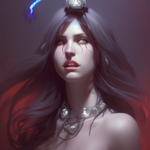 Eldritch Demonic Witch Portrait in Digital Art Style